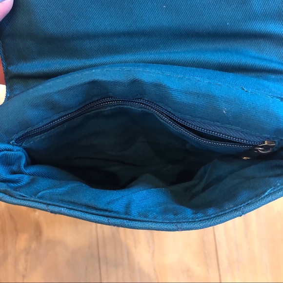 Teal Quilted Leather & Gold Studded Crossbody Bag - Picture 5 of 7